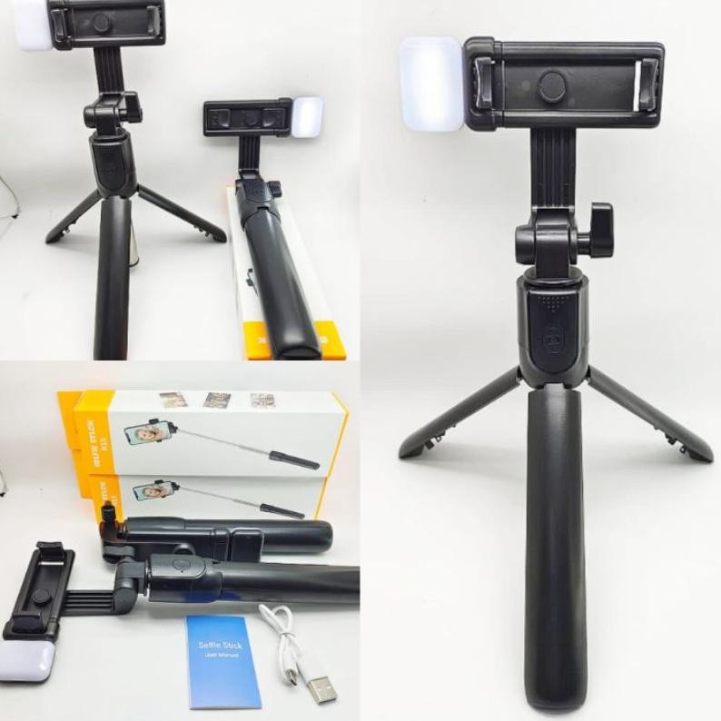 Best Wakjon Tongsis 4in1remote bluetooth + lampu LED / tongsis 4in1 lampu led / tripod tongsis lampu