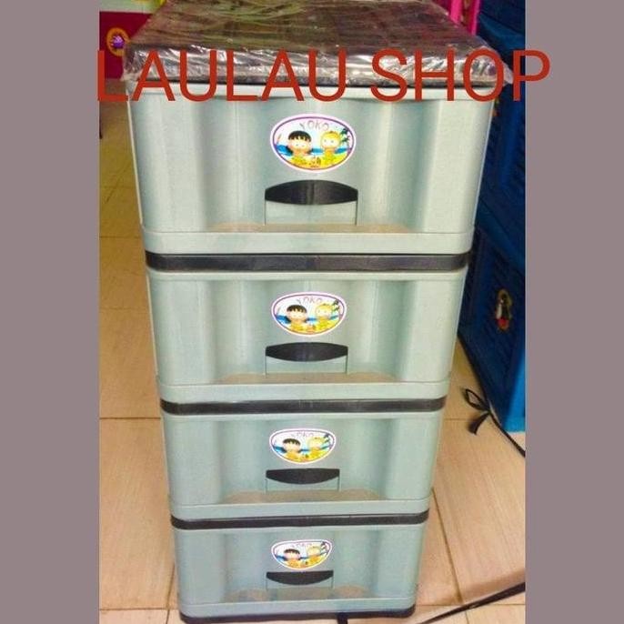 LACI PAKAIAN PLASTIK SUSUN 4 YOKO / LEMARI TEMPAT BAJU / SERBAGUNA
