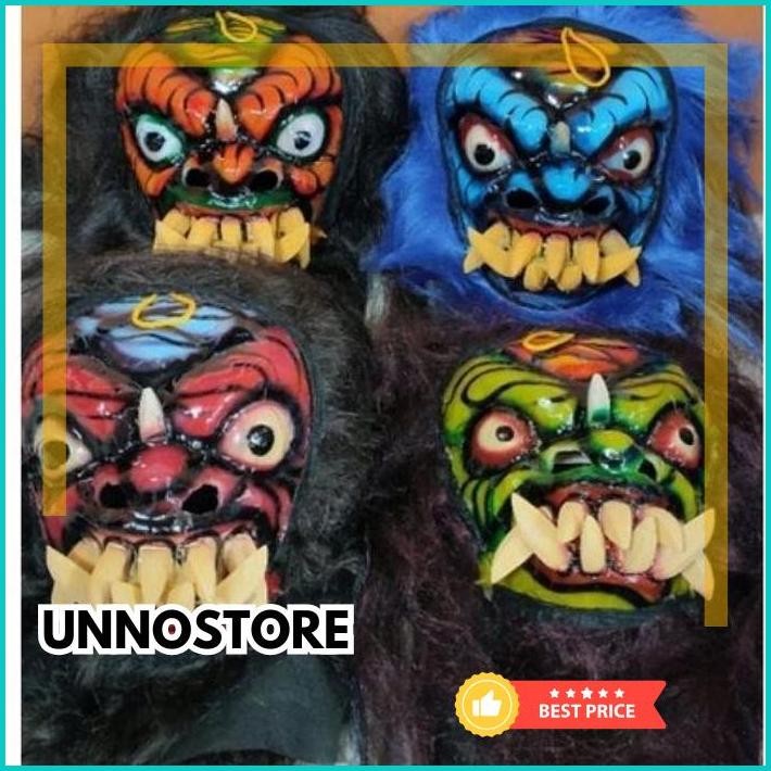 DISKOM Topeng Buto Gedruk Mainan Anak Seram Asli Kayu