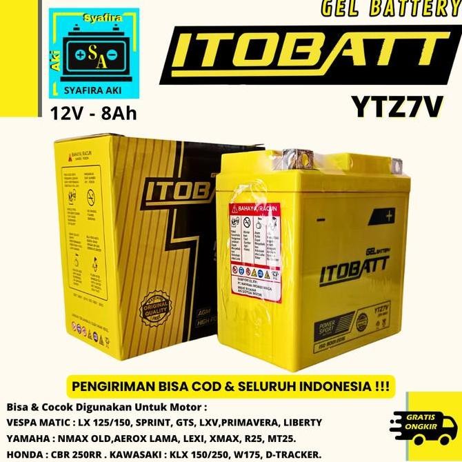 Aki Motor Nmax Old, Aerox Old, Lexi Ytz7V Itobatt Gell 8Ah