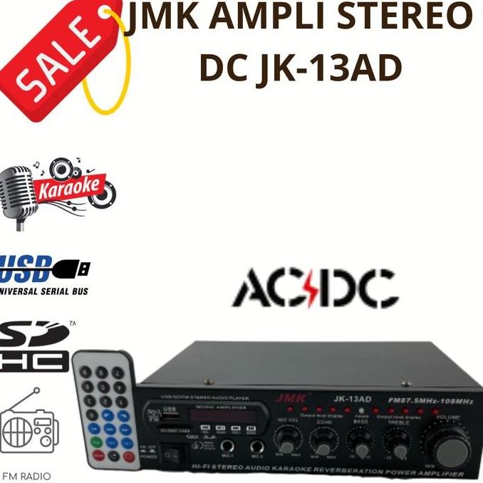 Ampli Karaoke Stereo Ac/Dc Amplifier Jmk Jk13Ad Car Ampli Double Fungs