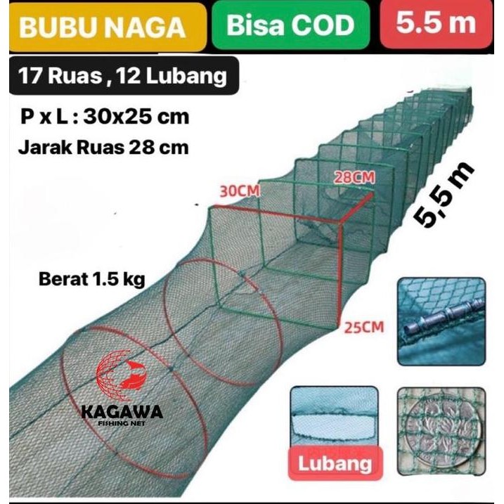 JALA BUBU NAGA 5.5M PERANGKAP IKAN LOBSTER PERSEGI
