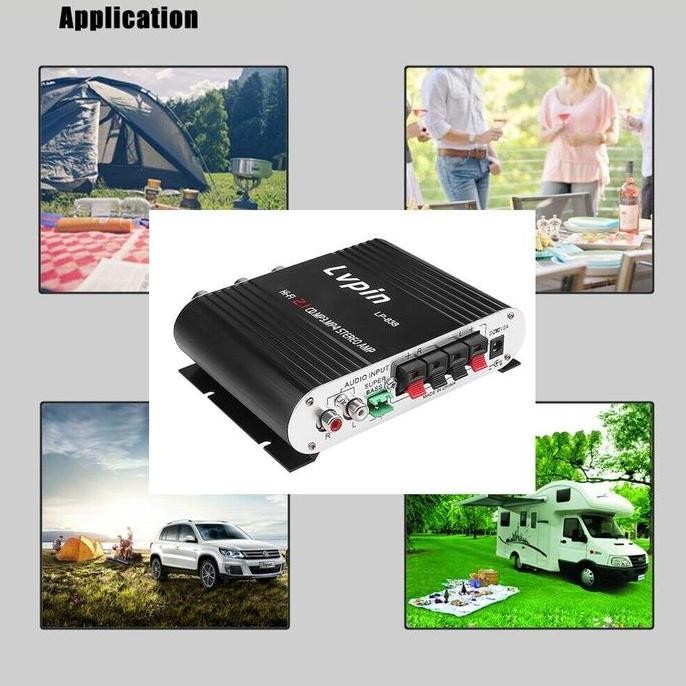 Lvpin Ampli Mini Hifi Stereo Power Amplifier Treble Bass Booster 12V Audio Amplifier 2.1 Channel Alu