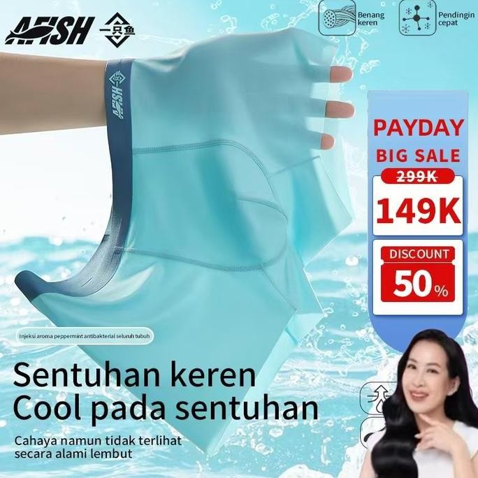 Promo Louisse*AFISH6,12 Potong AFISH Celana Dalam Pria Ice Silk Kain Sutra Es,7A Antibakteri 3D, 7 H