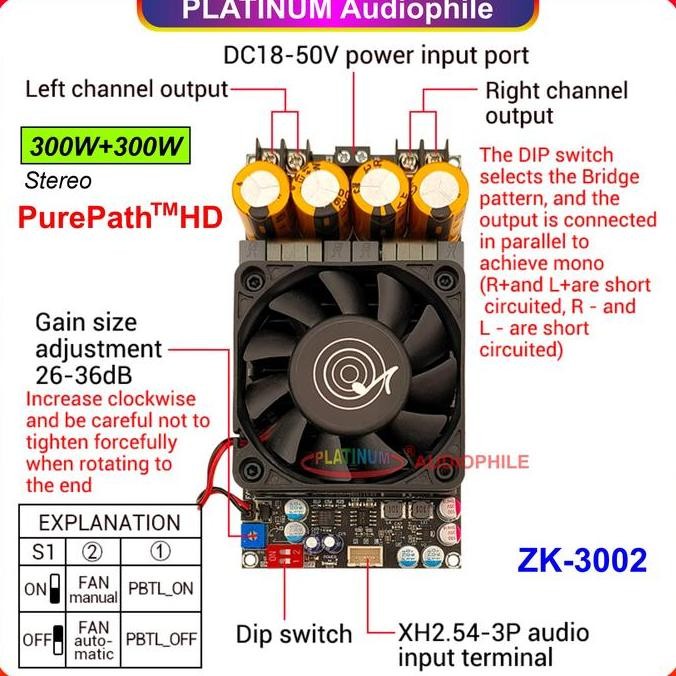 Tpa3255 Amplifier Class D Stereo Btl Bridge Hifi Hd Sound High Power Amplifier 600W Original Zk-3002