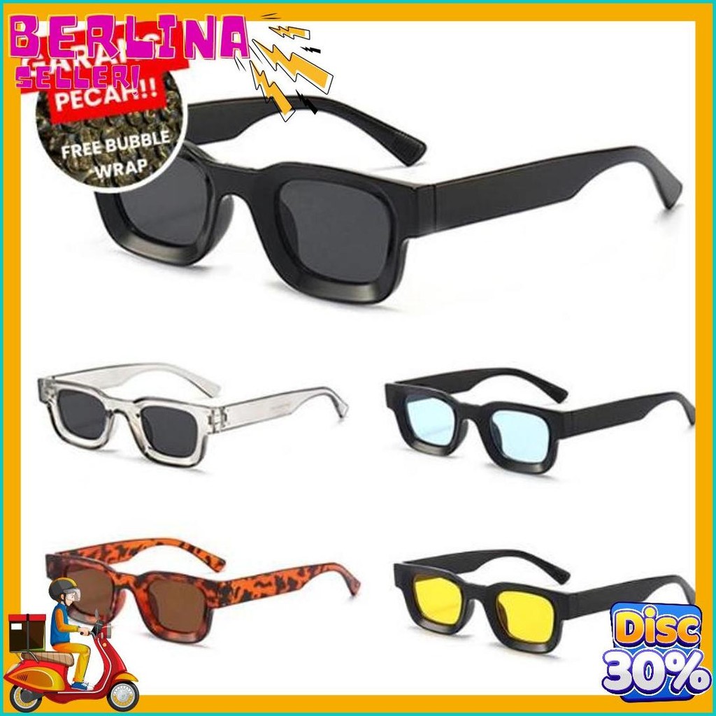 Cod Kacamata Hitam Cowok Cewek Bingkai Persegi Kecil -Kacamata Gaya Vintage Pria Wanita Keren - Kaca