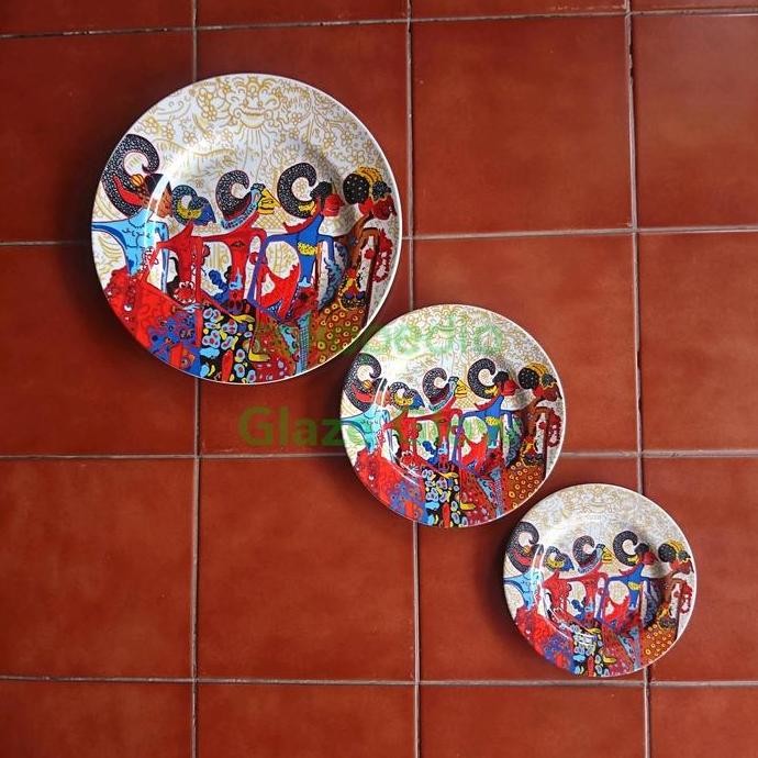TERMURAH - (Set/ Paketan) Piring Keramik Hiasan Pajangan Dinding Motif Wayang