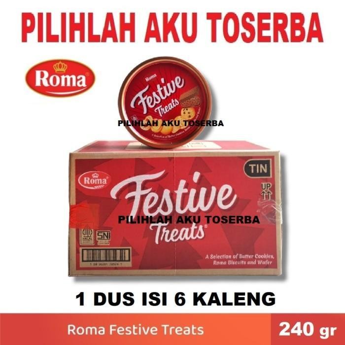 Biskuit Roma FESTIVE Treats Kaleng 240 Gram - ( HARGA 1 DUS )