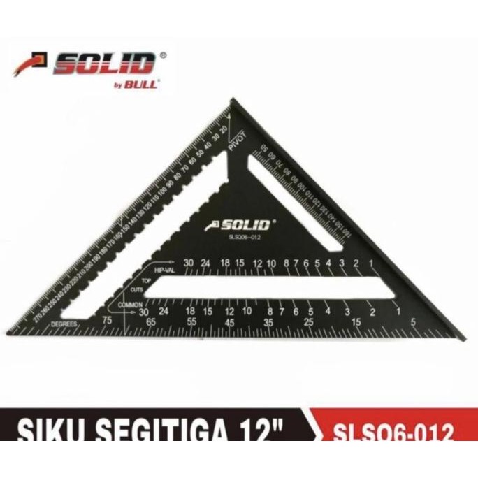 Premium SIKU SUDUT SEGITIGA 12 INCH SOLID BY BULL / PENGGARIS SIKU SEGITIGA Promo