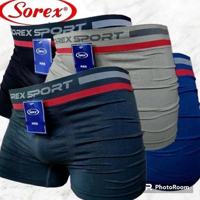 BOXER SOREX M3802 & 3804 Isi 2Pcs | CD Pria Boxer Rajut Sorex | CD Cowok Boxer Seamless SOREX MAN | 