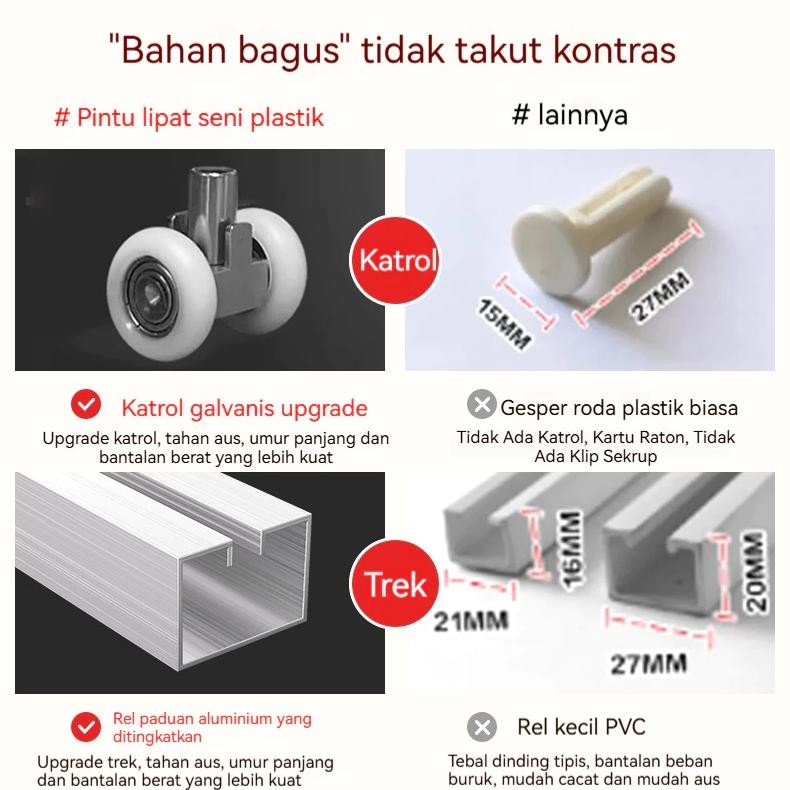 Reaim pintu lipat pvc geser pintu lipat pvc penyekat ruangan pintu lipat kamar mandi