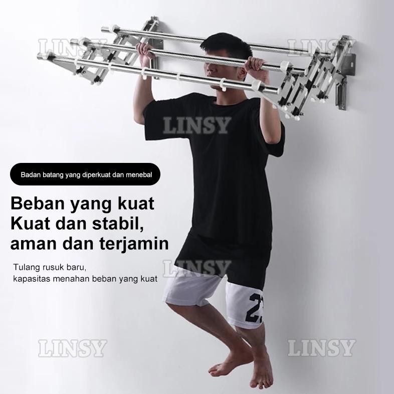 Jemuran Baju Dinding Jemuran Dinding Stainless Steel Jemuran Dinding Lipat 100/120/150/180/200CM