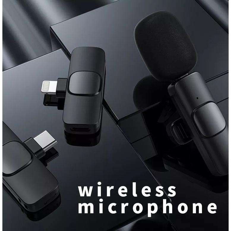 Terjangkau - Mic Wireless Smartphone Clip On Vlog Lavalier Microphone Wireless Mic Bluetooth Youtube
