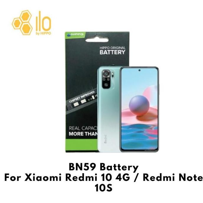 Hippo Baterai Xiaomi Bn59 Xiaomi Redmi Note 10 4G / Redmi Note 10S 5000Mah Battery Batere Batrai Bat