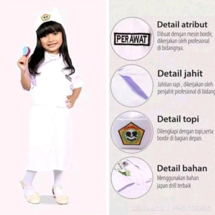 Baju Perawat Anak Baju Profesi Suster Anak Perempuan