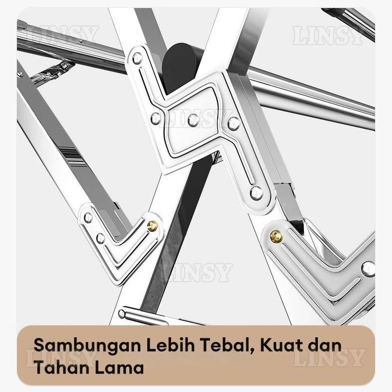 Jemuran Baju Lipat 5 Tiang Dengan Roda Jemuran Baju Lipat Stainless Steel Jemuran Pakaian