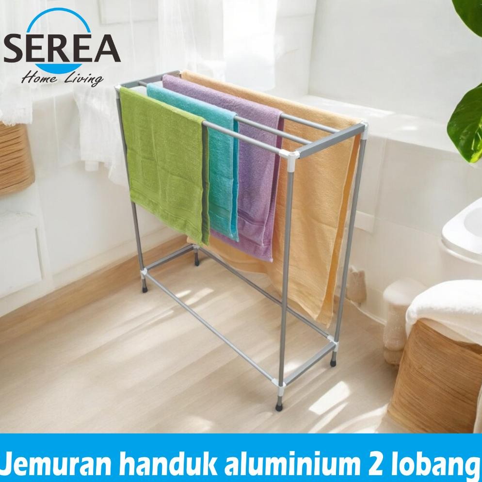 Jemuran Handuk Berdiri Aluminium Minimalis 4 Handuk/Rak 4 Handuk Minimalis Aluminium 4 Lobang Handuk