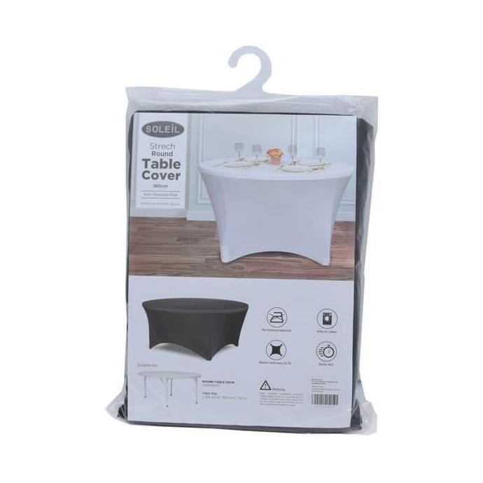 SOLEIL TAPLAK MEJA STRETCH BUNDAR 180CM - HITAM