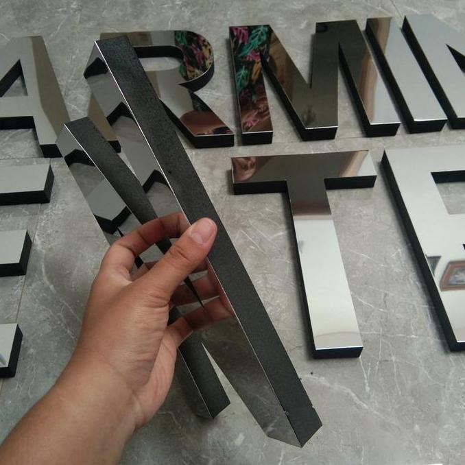 Huruf Angka Timbul A - Z / 0 - 9 Stainless steel Spon Mirror