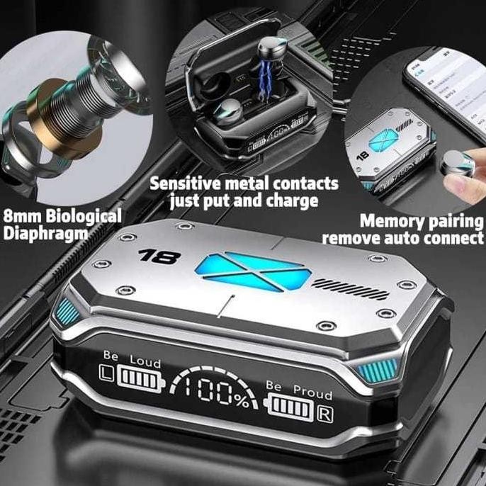 (Terbaru) SHOWBITZ TWS M41 Headset Bluetooth Full Bass Stereo < 5000 mAh 4500mAh Power Bank Wireless