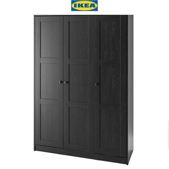 Promo IKEA RAKKESTAD Lemari Pakaian 3 Pintu Minimalis Hitam 117x176 cm Furniture COD