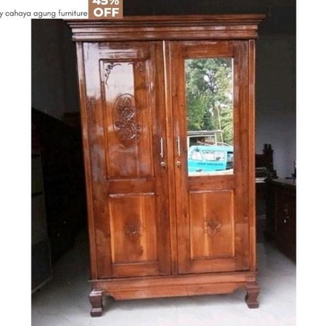 Promo lemari pakaian jati 2 pintu COD
