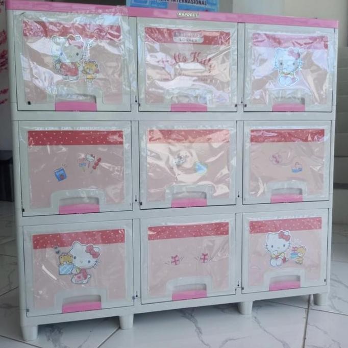 Promo Napolly Lemari Plastik Pintu Sliding Triple 9 Pintu Susun 3 COD
