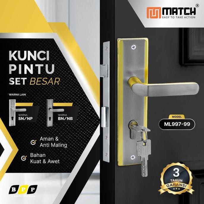 Kunci Pintu Rumah Modern Classic Besar 25cm Komp Keys System Silinder Kunci Kuningan Fullset ML99 MA