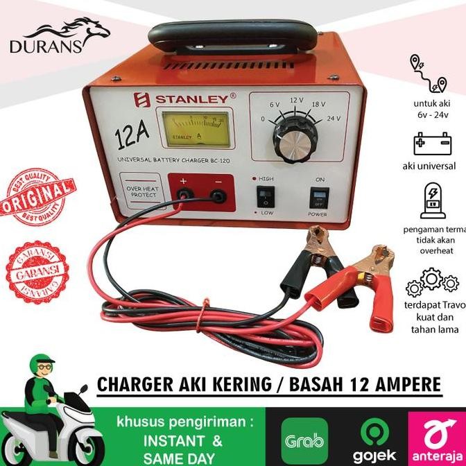 Baterai Charger Aki 12A Stanley I Mesin Cas Aki Imotor Mobil,Dll Travo