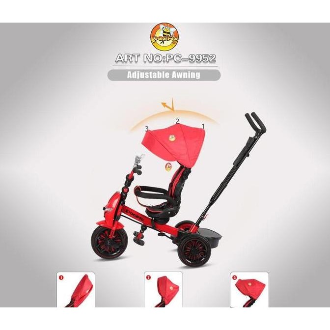 Stroller Anak Bayi Balita Stroler Sepeda Roda 3 Pacific Pc9952 Kanopi