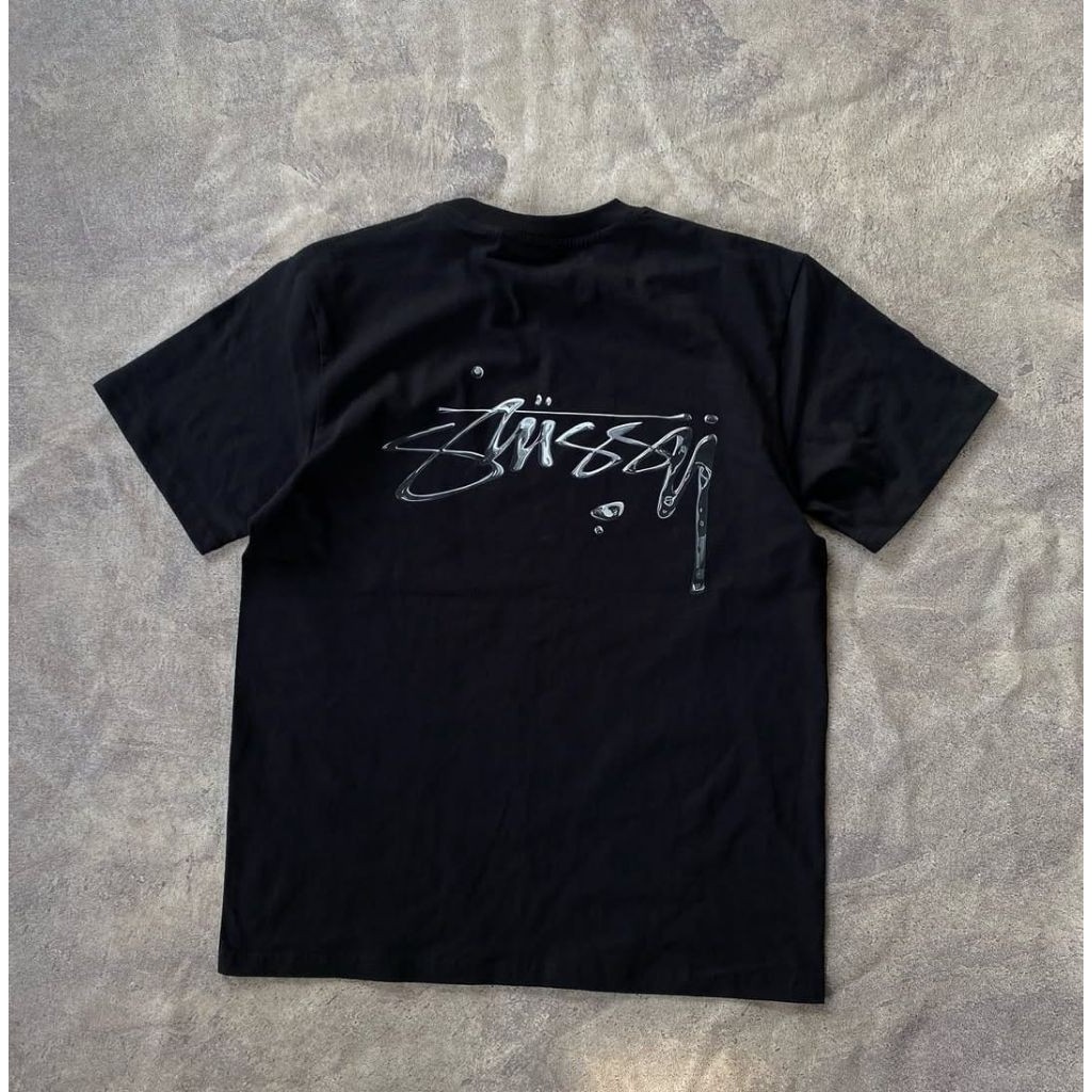 Kaos STUSSY pria full tag hologram full TAG IMPORT T-SHIRT STUSSY