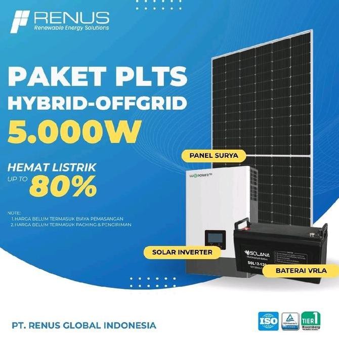 PAKET PLTS GROWATT OFFGRID 5000W SIAP PASANG ORIGINAL DAN TERPERCAYA
