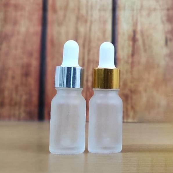 Botol Pipet Kaca 10ml Frosted Gold Silver Putih / Botol Kaca BR 10ml Frosted Pipet / Botol Serum 10m