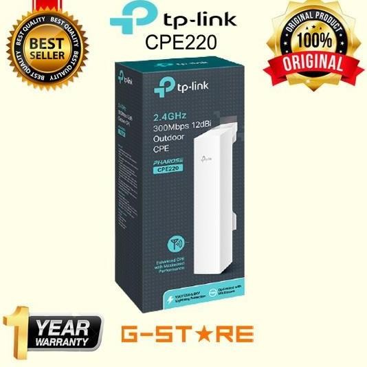 TERBARU - TP-LINK CPE220 2.4GHz 300Mbps 12dBi Outdoor CPE - White Repeater Router
