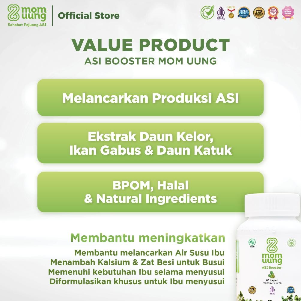Model baru - Mom Uung ASI Booster 60 Kapsul / Pelancar ASI Halal BPOM Mom Uung / Fenugreek FREE
