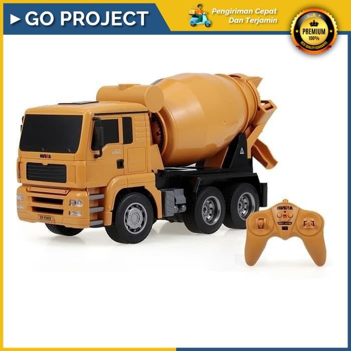 Go-Project Huina 1333 Mixer Truck Rc Truk Molen 1:18 6Ch Mainan Alat Berat Original High Quality