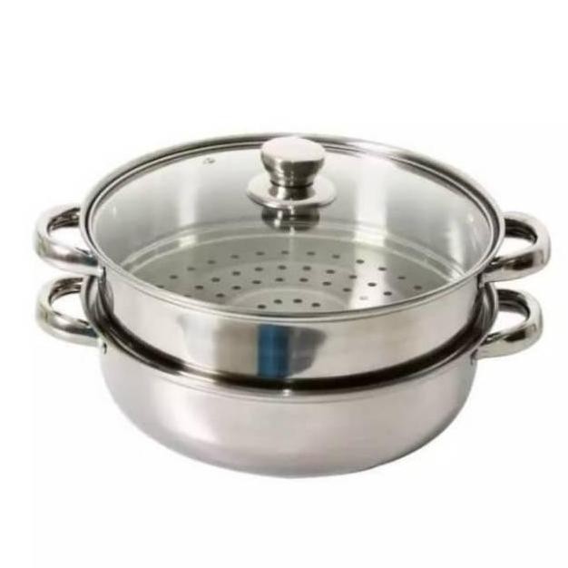 Panci/Dandang  Steamer/Kukus Ikan,Bolu, Siomay 2 Ssn Stainless 28 CM