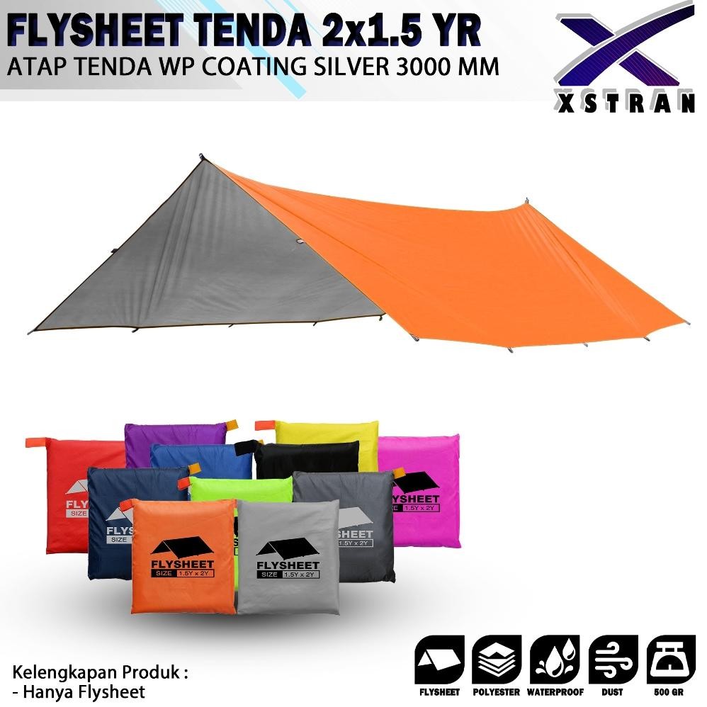 flysheet tenda 2x1.5 yard flysheet waterproof PU 3000 mm flysheet outdoor size 2 x 1.5 yard