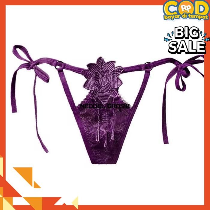 CELANA DALAM RENDA FLORAL WANITA TALI SAMPING CD TRANSPARAN LOW WAIST  BY NEDDEL GROSIR