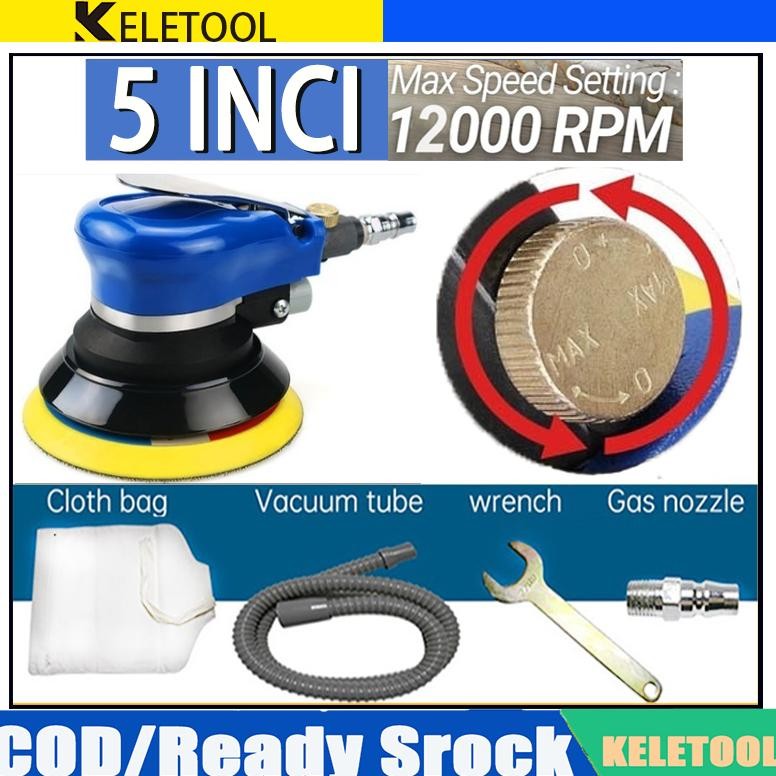 SWALLOWTAIL- 5 inci Mesin amplas air taiyo Pneumatic mini Sander Poles dry angle alat orbital sander