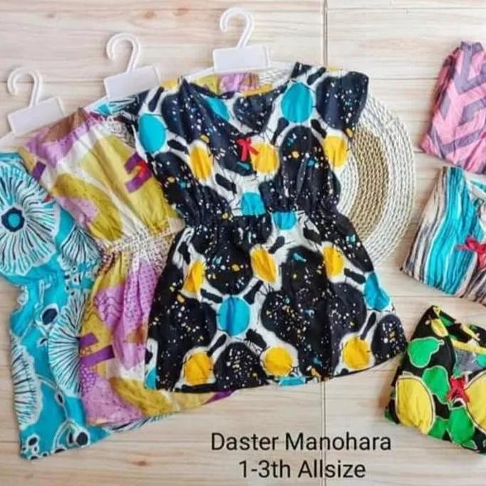 2 pcs Daster Manohara Anak Cewek Perempuan Usia 1 sampai 3 Tahun Model Kerah V Neck Pinggang Kerut K