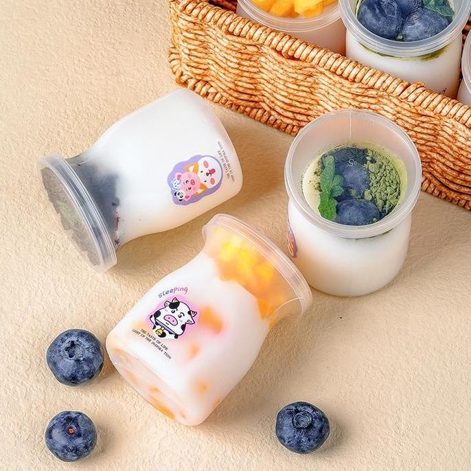 Jar Puding Jelly + Tutup Jar Susu (10Pcs) Cup Yogurt Cup Susu