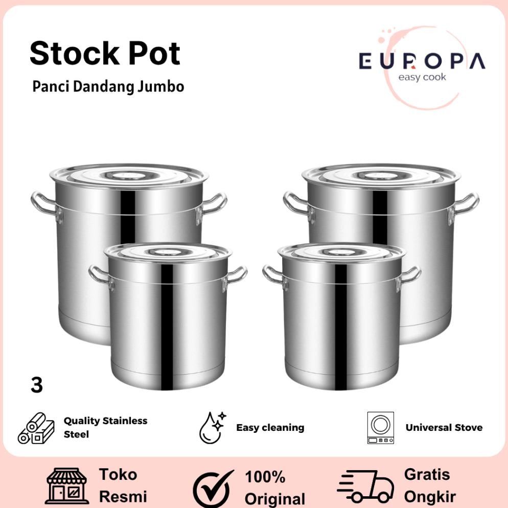 Panci Dandang Stainless Steel Tebal Panci Bakso Stockpot Panci Besar EUROPA