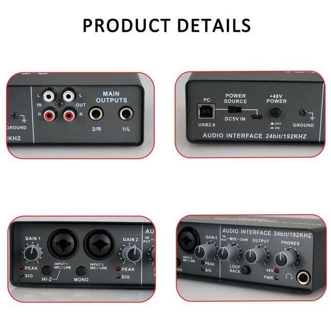 Q24 Mikrofon Profesional Kartu Suara Eksternal Komputer Usb Rekaman Gratis Studio Mikrofon Live Reco