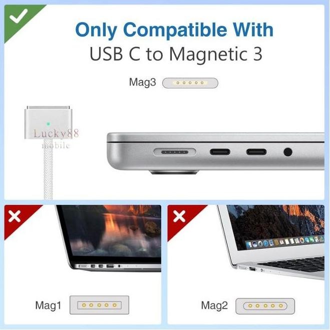 Macbook Power Adaptor Pd 140W + Kabel Type C To Magsafe 3 2M Fast Charging 2021 2022 2023 1Set Charg