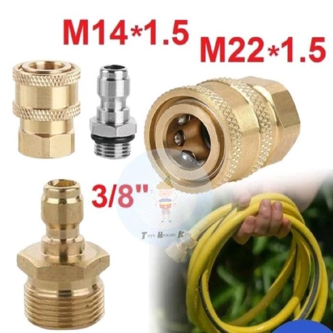 DF235>> Coupler Nepel Angin Adaptor M22x1.5 Male Female M14x1.5 Quick Release