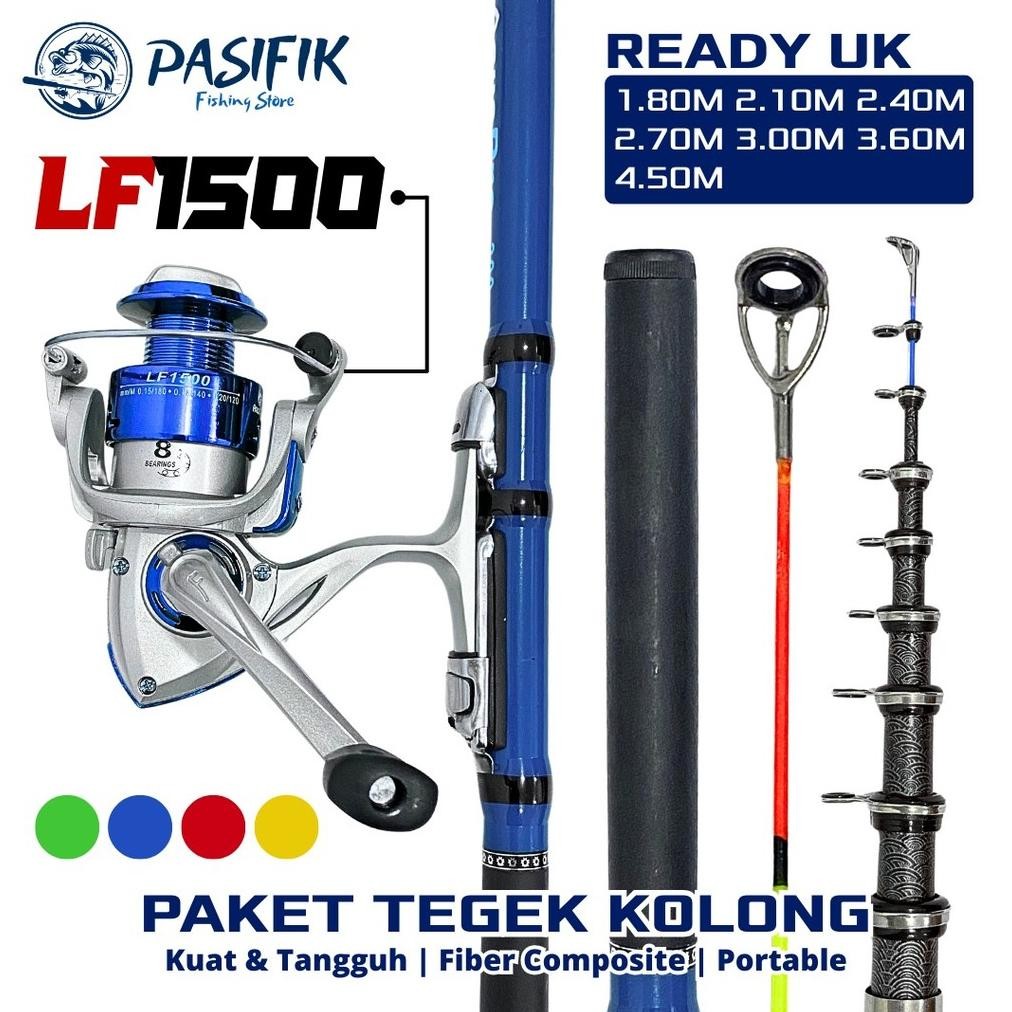 1 Set Paket Joran Tegek Kolong Teleskopik Action Lentur Ring Ceramic Guide dan Reel Series LF1500 Ge