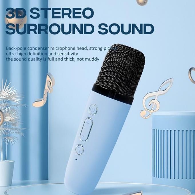 DF110 >> Mini Karaoke Microphone Wireless Speaker Bluetooth Bass K1 Microphone Advanced Set