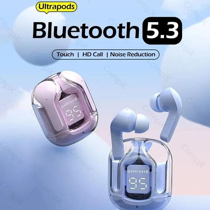 DF11 >> TWS Air31 Headphones Bluetooth 5.3 Headset Low Latency Gaming Headset LED Display Tranparan 