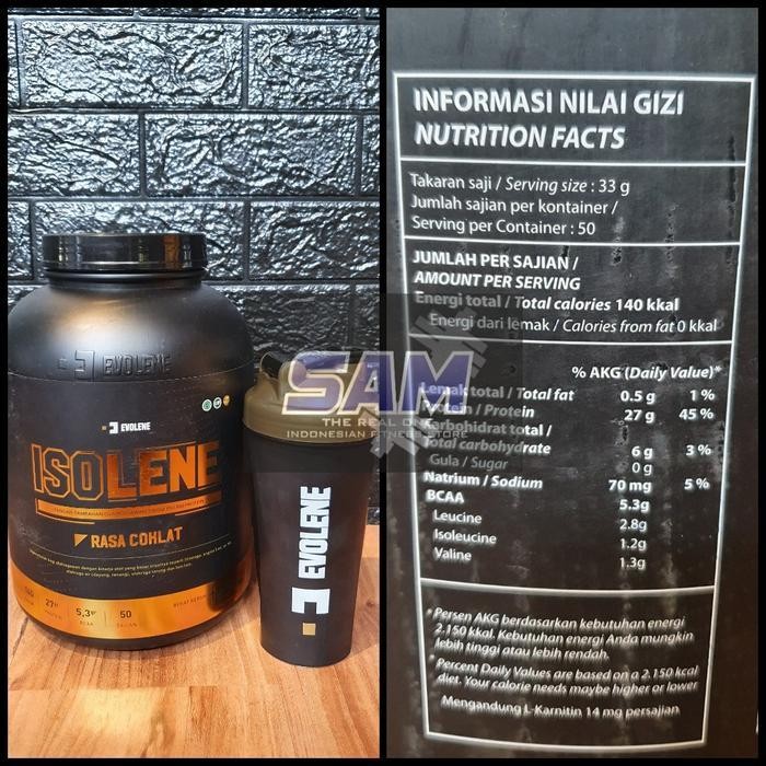 Suplemen Fitness EVOLENE Isolene 50 sachet 1650 gram Malang Whey Protein Isolate